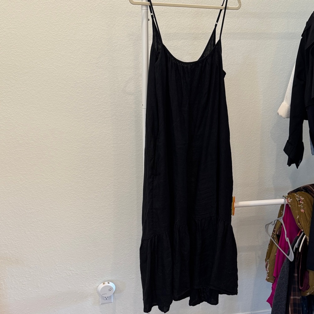 JCrew Black Linen Scoop Back Dress